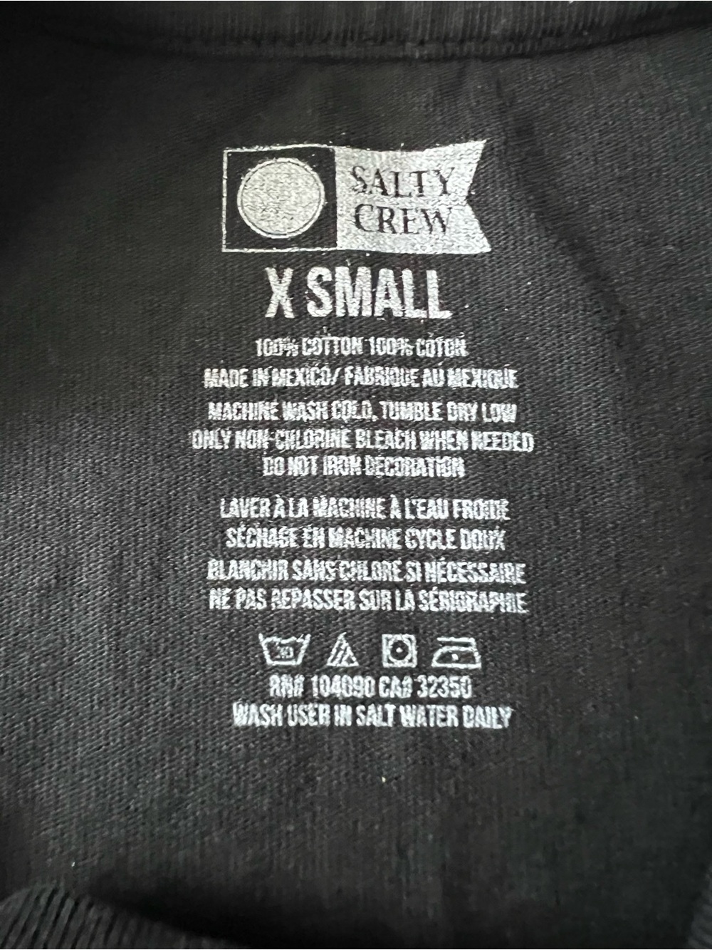 Salty Crew Women's Black Cropped Tee with Black and Gold Logo Size XS NWT - Picture 3 of 5
